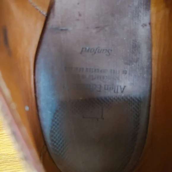 EUC Mens Allen Edmonds Leather Shoes Sanford British Tan Lace Up Size 13 E - Picture 10 of 13